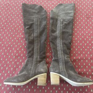 Coconuts By Matisse Brown Over Knee Boot Suede Braided Sides Size 7 Boho‎ Cowboy